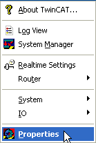 Menu contextuel TwinCAT