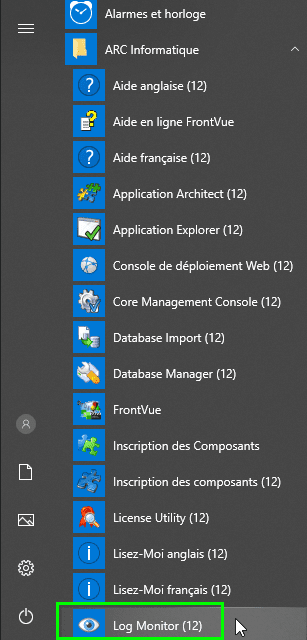 Log Monitor Menu