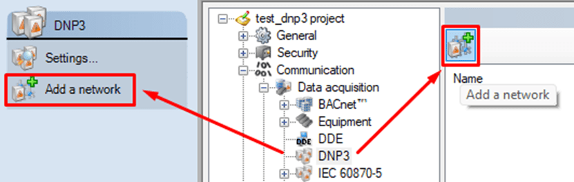 Add a network in Application Explorer of PcVue