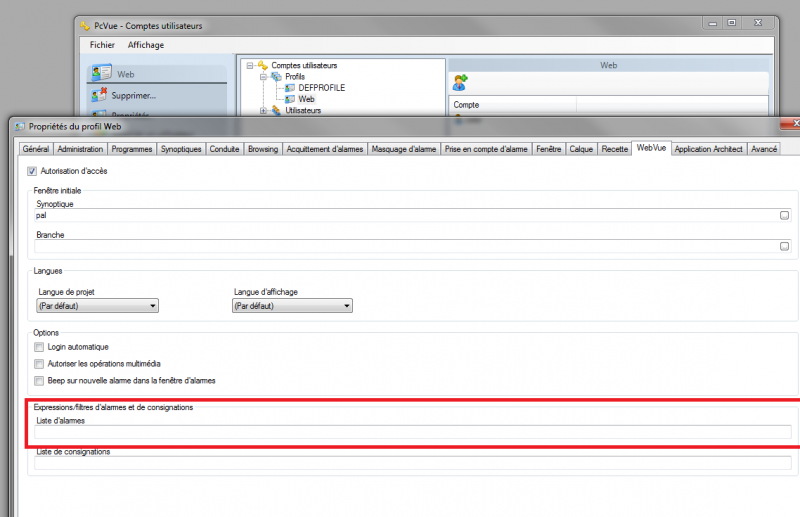 1158=156 Webvue listalarm